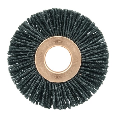 WEILER Burr-Rx 2" Dia Wheel Brush, .026/120CG Crimped Fill, 1/2" Arbor Hole 17548